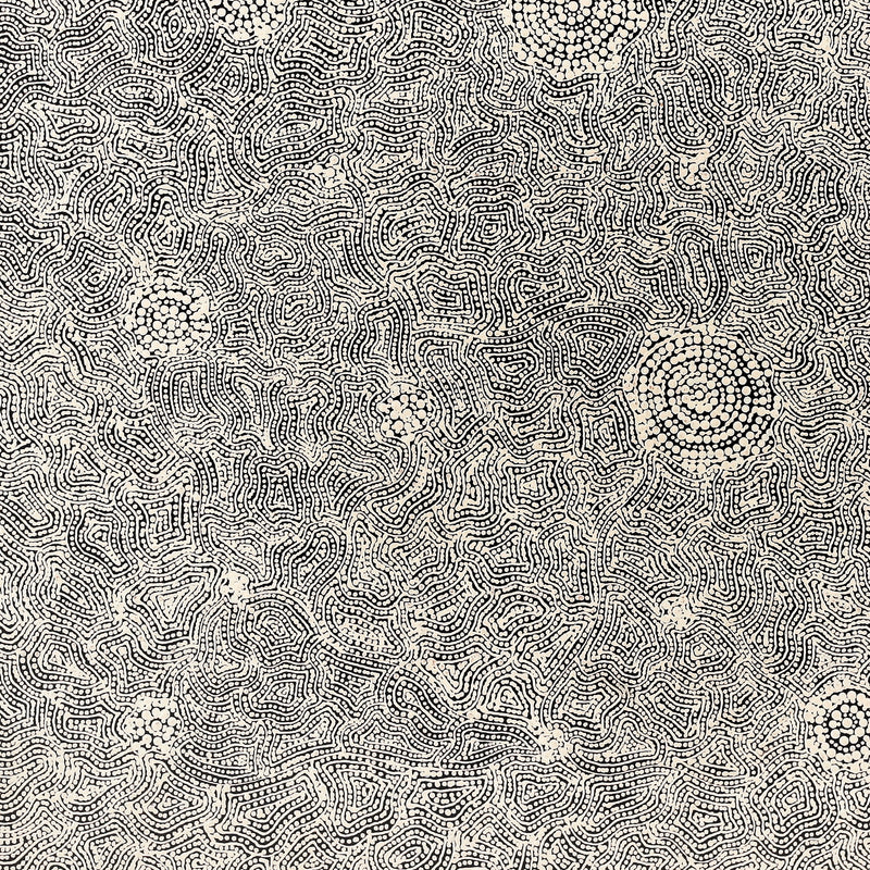 Aboriginal Artwork by Nathania Nangala Granites, Warlukurlangu Jukurrpa (Fire country Dreaming), 61x61cm