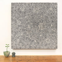 Aboriginal Artwork by Nathania Nangala Granites, Warlukurlangu Jukurrpa (Fire country Dreaming), 61x61cm