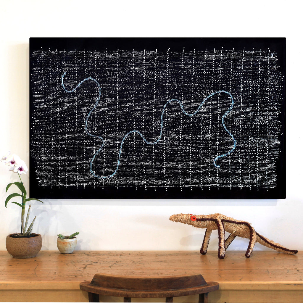 Aboriginal Artwork by Natasha Nakamarra Oldfield, Warna Jukurrpa (Snake Dreaming), 122x76cm