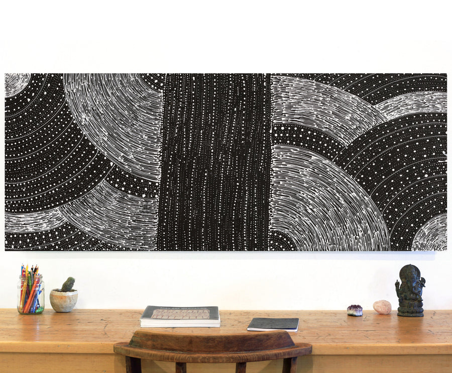 Aboriginal Artwork by Natasha Nakamarra Oldfield, Warna Jukurrpa (Snake Dreaming), 152x61cm