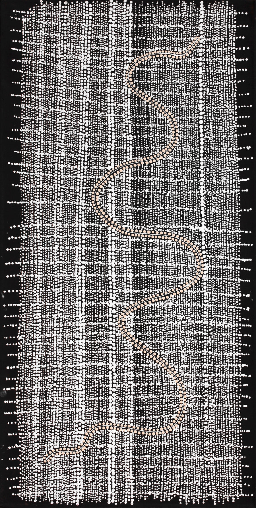 Aboriginal Artwork by Natasha Nakamarra Oldfield, Warna Jukurrpa (Snake Dreaming), 91x46cm