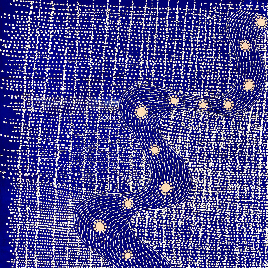 Aboriginal Artwork by Natasha Nakamarra Oldfield, Warna Jukurrpa (Snake Dreaming), 107x61cm