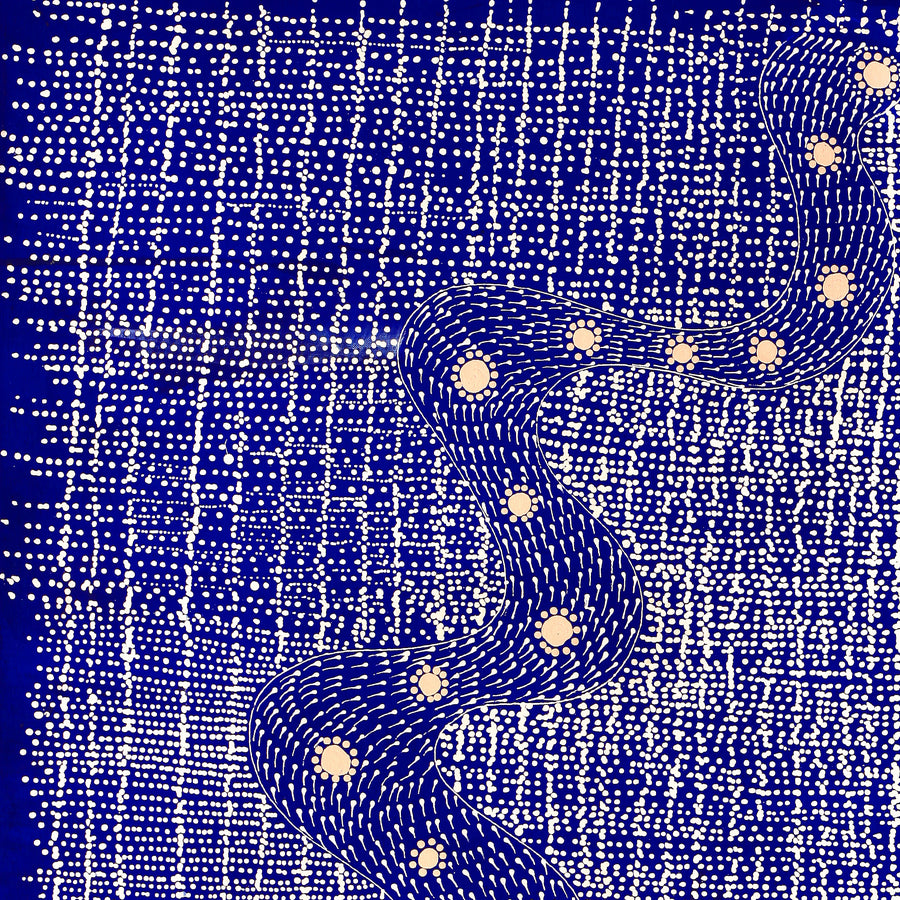 Aboriginal Artwork by Natasha Nakamarra Oldfield, Warna Jukurrpa (Snake Dreaming), 107x61cm