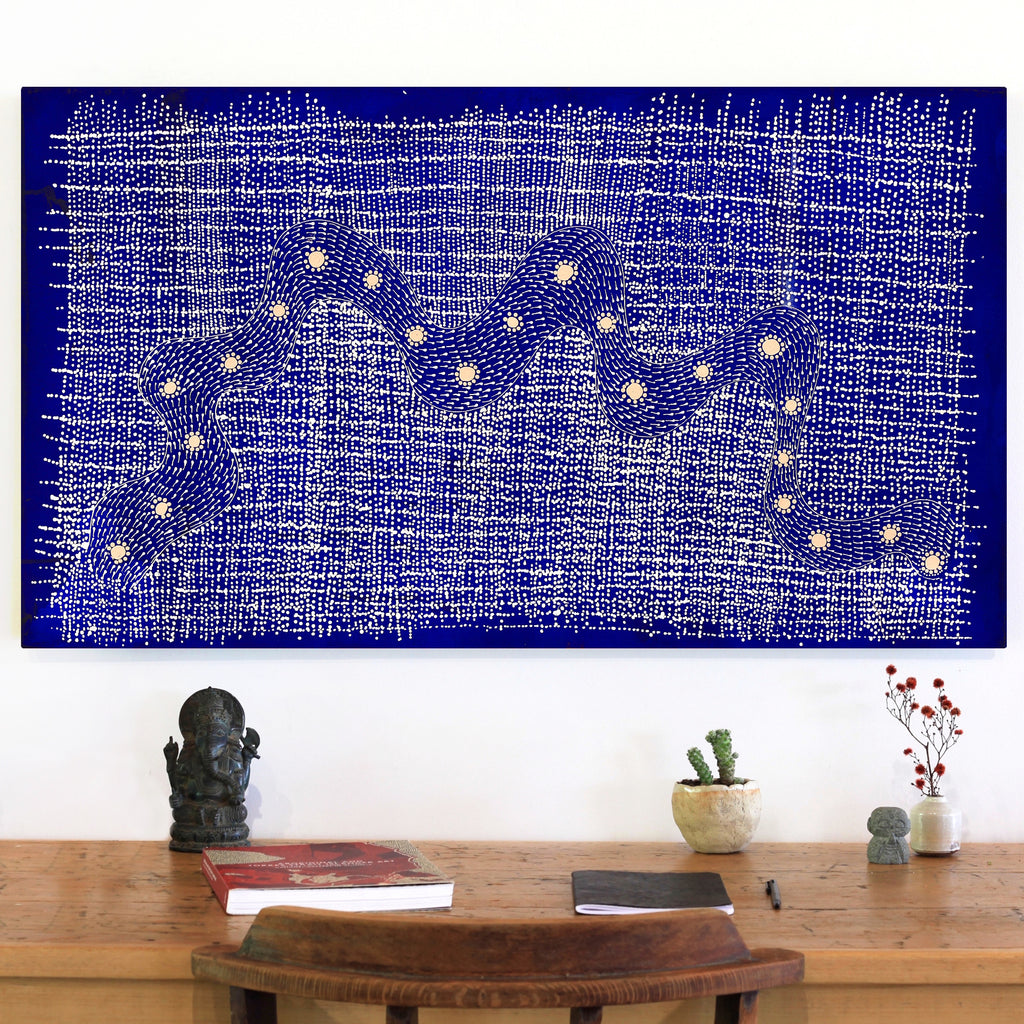 Aboriginal Artwork by Natasha Nakamarra Oldfield, Warna Jukurrpa (Snake Dreaming), 107x61cm