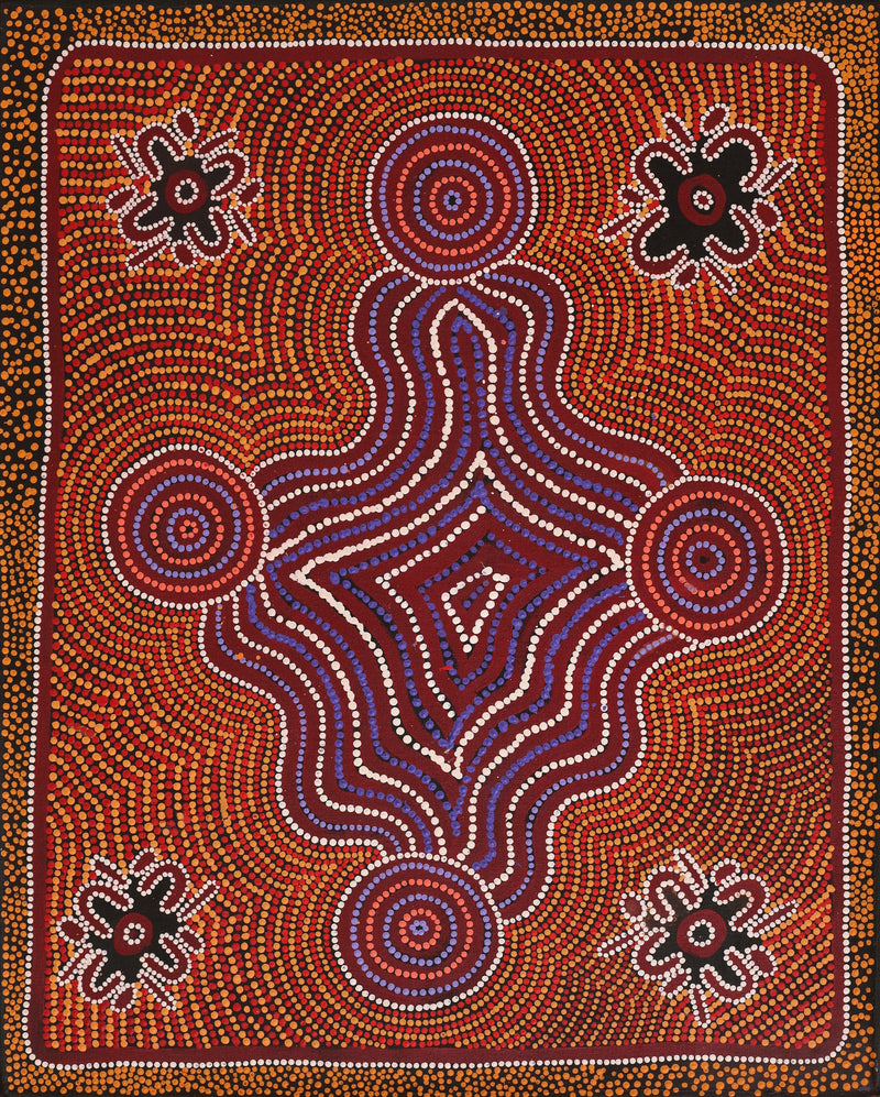 Aboriginal Artwork by Natasha Nungarrayi Spencer, Ngalyarrpa manu Puluku Jukurrpa, 76x61cm