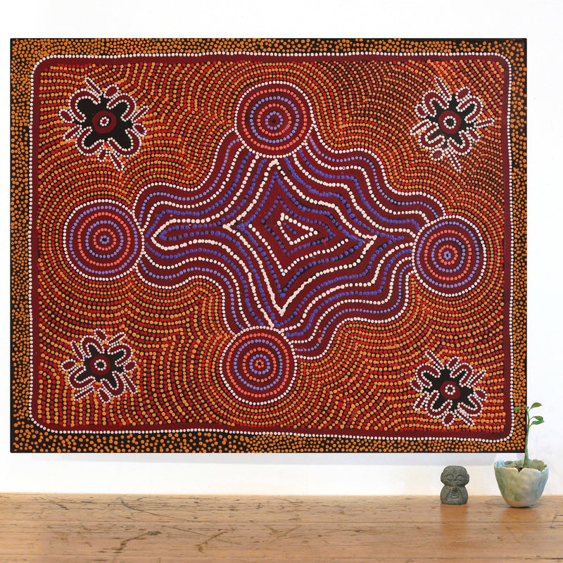 Aboriginal Artwork by Natasha Nungarrayi Spencer, Ngalyarrpa manu Puluku Jukurrpa, 76x61cm