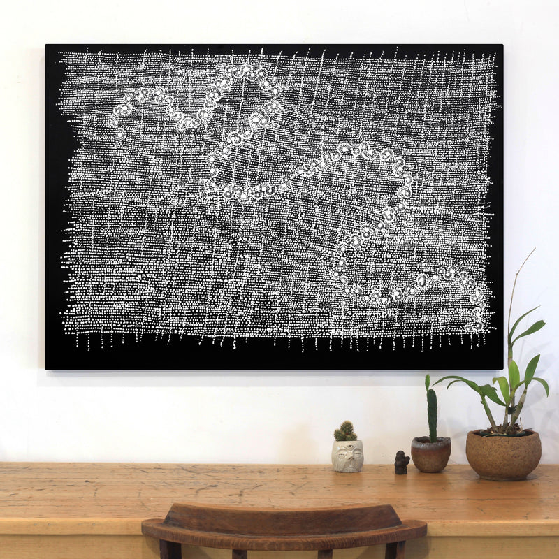 Aboriginal Artwork by Natasha Nakamarra Oldfield, Warna Jukurrpa (Snake Dreaming), 107x76cm