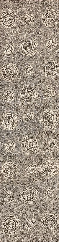 Aboriginal Artwork by Nathania Nangala Granites, Warlukurlangu Jukurrpa (Fire country Dreaming), 122x30cm