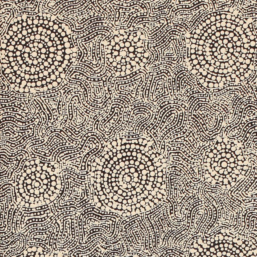 Aboriginal Artwork by Nathania Nangala Granites, Warlukurlangu Jukurrpa (Fire country Dreaming), 122x30cm