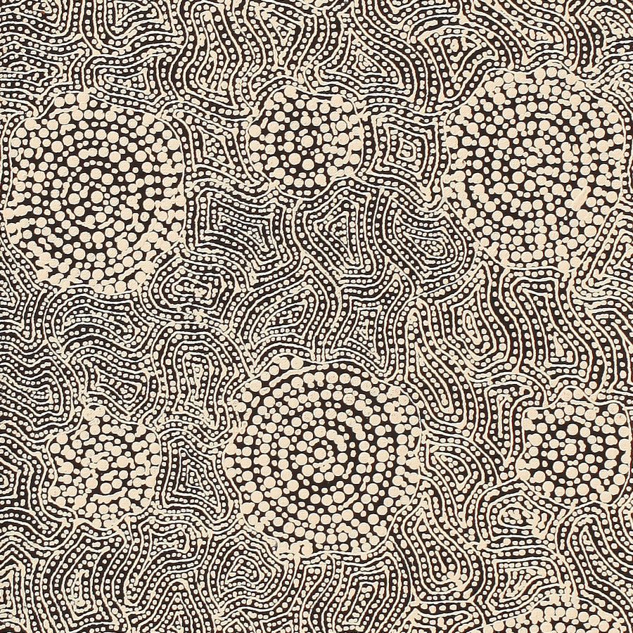 Aboriginal Artwork by Nathania Nangala Granites, Warlukurlangu Jukurrpa (Fire country Dreaming), 122x30cm