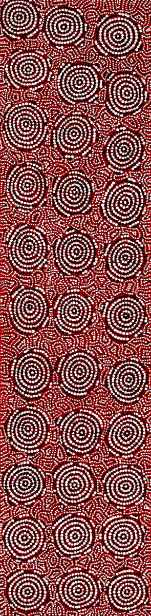 Aboriginal Art by Nathania Nangala Granites, Warlukurlangu Jukurrpa (Fire country Dreaming), 122x30cm - ART ARK®