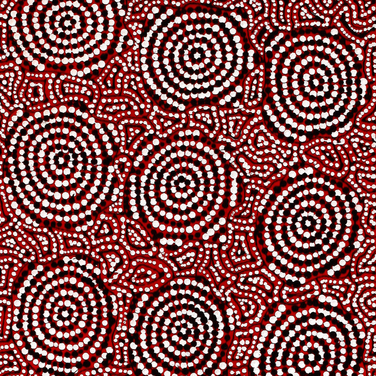 Aboriginal Art by Nathania Nangala Granites, Warlukurlangu Jukurrpa (Fire country Dreaming), 122x30cm - ART ARK®