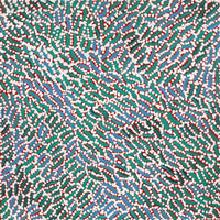 Aboriginal Artwork by Nathania Nangala Granites, Warlukurlangu Jukurrpa (Fire country Dreaming), 30x30cm