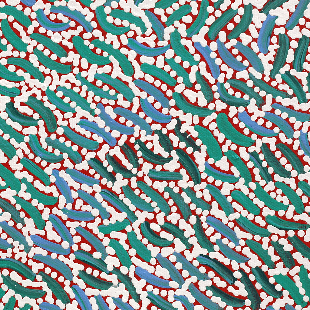 Aboriginal Artwork by Nathania Nangala Granites, Warlukurlangu Jukurrpa (Fire country Dreaming), 30x30cm