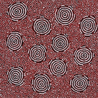 Aboriginal Artwork by Nathania Nangala Granites, Warlukurlangu Jukurrpa (Fire country Dreaming), 46x46cm