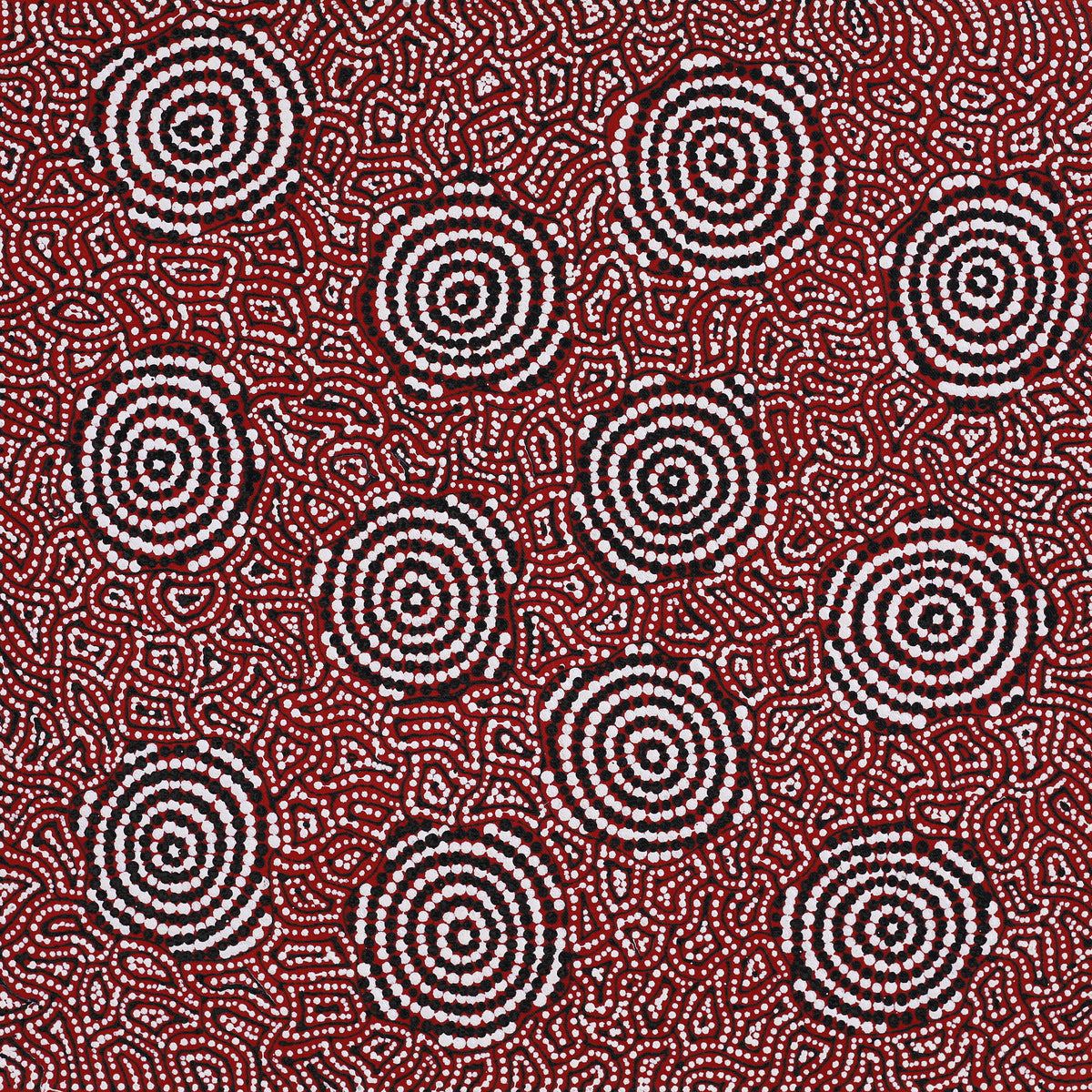 Aboriginal Art by Nathania Nangala Granites, Warlukurlangu Jukurrpa (Fire country Dreaming), 46x46cm - ART ARK®