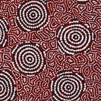 Aboriginal Artwork by Nathania Nangala Granites, Warlukurlangu Jukurrpa (Fire country Dreaming), 46x46cm