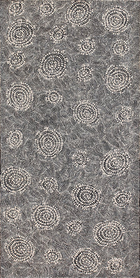 Aboriginal Artwork by Nathania Nangala Granites, Warlukurlangu Jukurrpa (Fire country Dreaming), 91x46cm