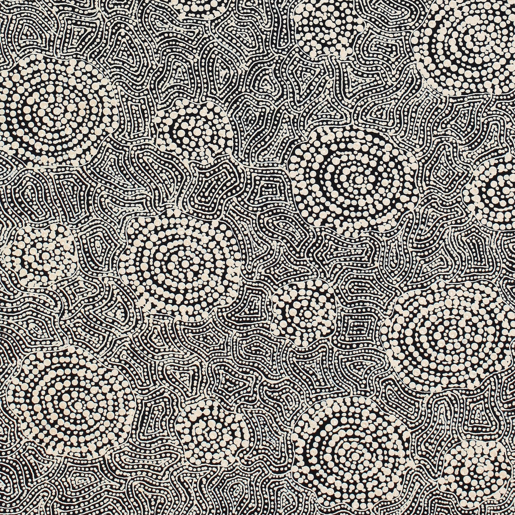 Aboriginal Artwork by Nathania Nangala Granites, Warlukurlangu Jukurrpa (Fire country Dreaming), 91x46cm