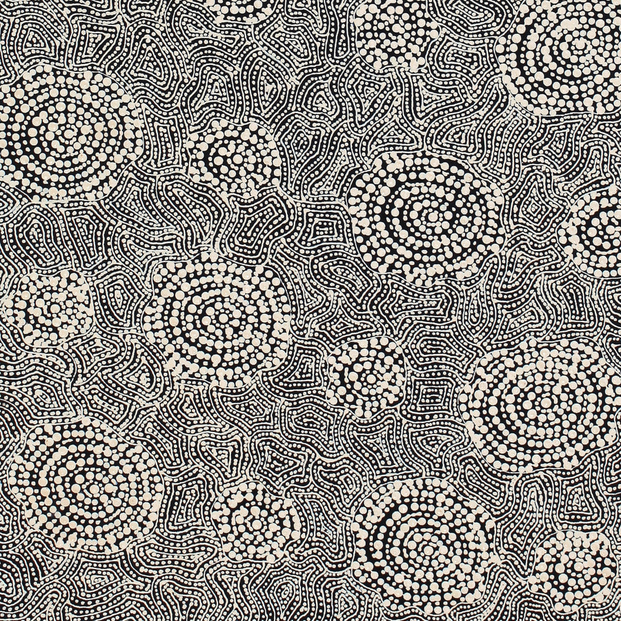 Aboriginal Artwork by Nathania Nangala Granites, Warlukurlangu Jukurrpa (Fire country Dreaming), 91x46cm