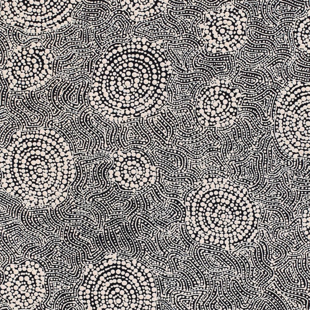 Aboriginal Artwork by Nathania Nangala Granites, Warlukurlangu Jukurrpa (Fire country Dreaming), 91x46cm