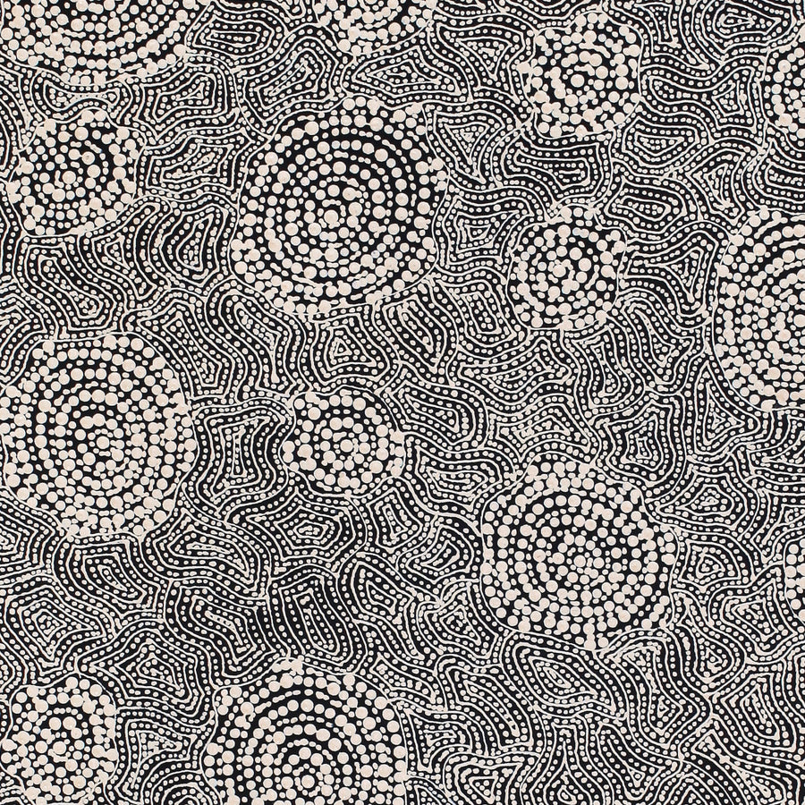 Aboriginal Artwork by Nathania Nangala Granites, Warlukurlangu Jukurrpa (Fire country Dreaming), 91x46cm