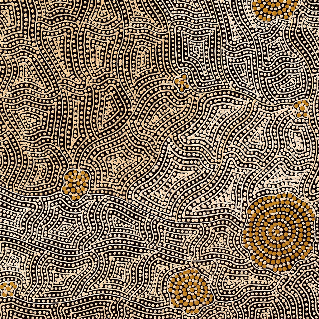 Aboriginal Artwork by Nathania Nangala Granites, Warlukurlangu Jukurrpa (Fire country Dreaming), 91x61cm