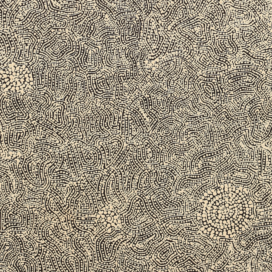 Aboriginal Artwork by Nathania Nangala Granites, Warlukurlangu Jukurrpa (Fire country Dreaming), 91x61cm