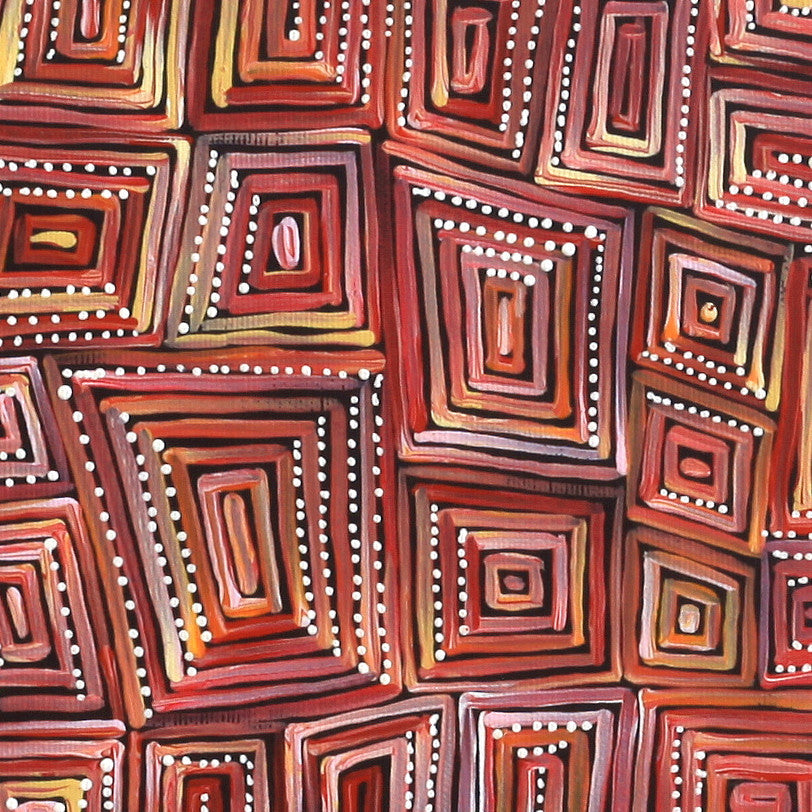Aboriginal Artwork by Nathania Nangala Granites, Ngapa Jukurrpa (Water Dreaming) - Puyurru, 30x30cm