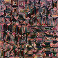Aboriginal Artwork by Nathania Nangala Granites, Warlukurlangu Jukurrpa (Fire country Dreaming), 30x30cm