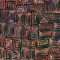 Aboriginal Artwork by Nathania Nangala Granites, Warlukurlangu Jukurrpa (Fire country Dreaming), 30x30cm