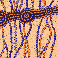 Aboriginal Artwork by Nathania Nangala Granites, Warlukurlangu Jukurrpa (Fire country Dreaming), 30x30cm