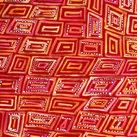 Aboriginal Artwork by Nathania Nangala Granites, Warlukurlangu Jukurrpa (Fire country Dreaming), 30x30cm