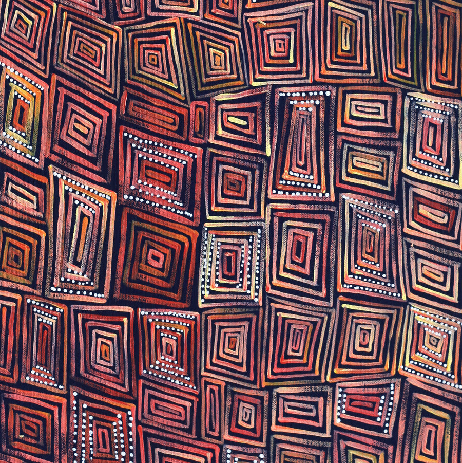 Aboriginal Artwork by Nathania Nangala Granites, Ngapa Jukurrpa (Water Dreaming) - Puyurru, 61x30cm