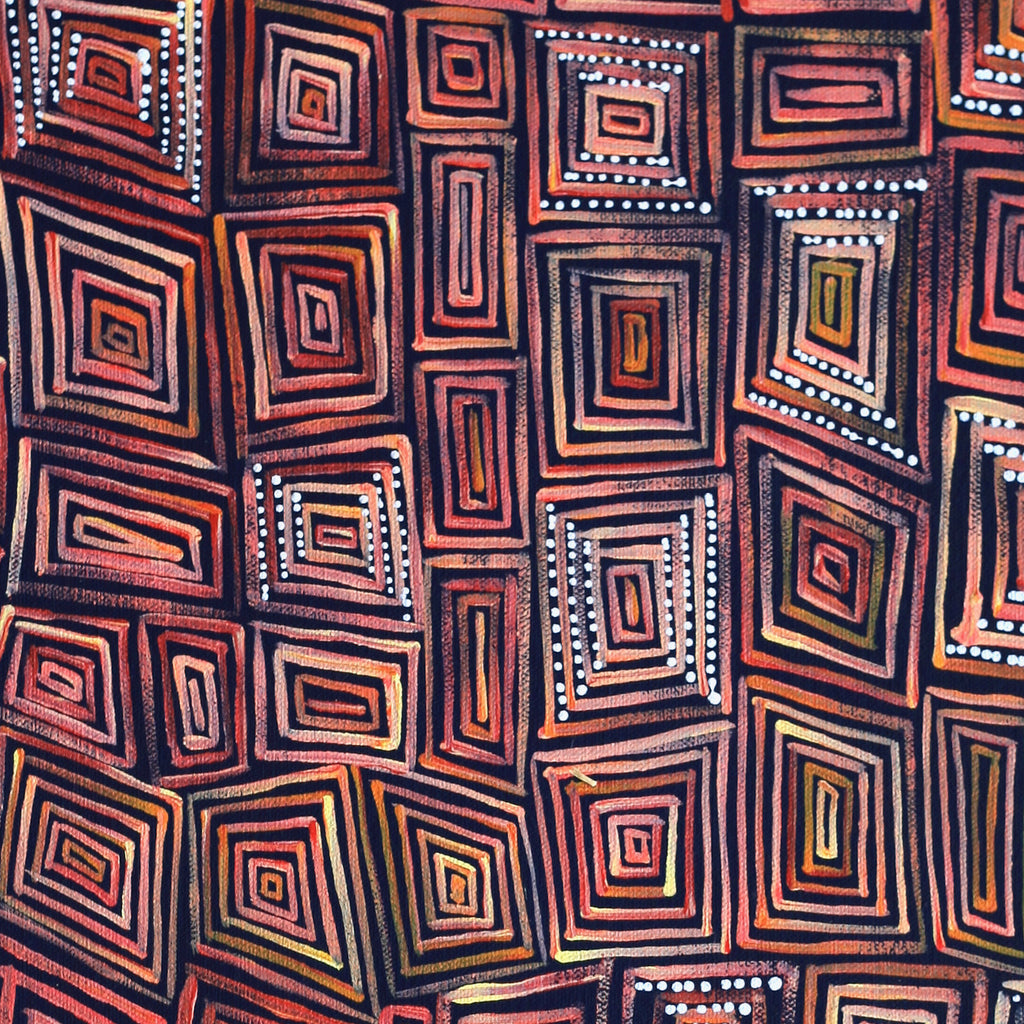 Aboriginal Artwork by Nathania Nangala Granites, Ngapa Jukurrpa (Water Dreaming) - Puyurru, 61x30cm