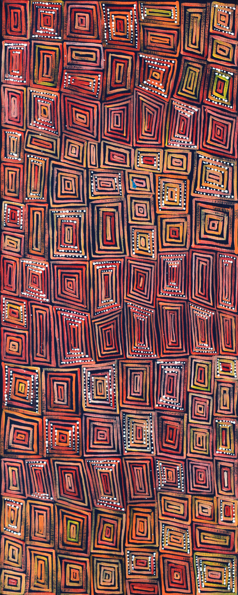 Aboriginal Artwork by Nathania Nangala Granites, Ngapa Jukurrpa (Water Dreaming) - Puyurru, 76x30cm