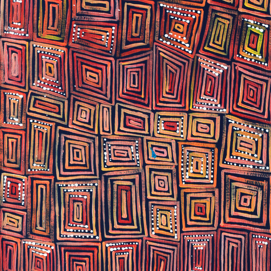 Aboriginal Artwork by Nathania Nangala Granites, Ngapa Jukurrpa (Water Dreaming) - Puyurru, 76x30cm
