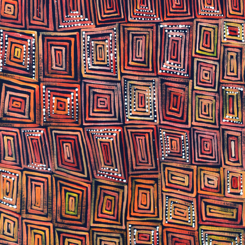 Aboriginal Artwork by Nathania Nangala Granites, Ngapa Jukurrpa (Water Dreaming) - Puyurru, 76x30cm