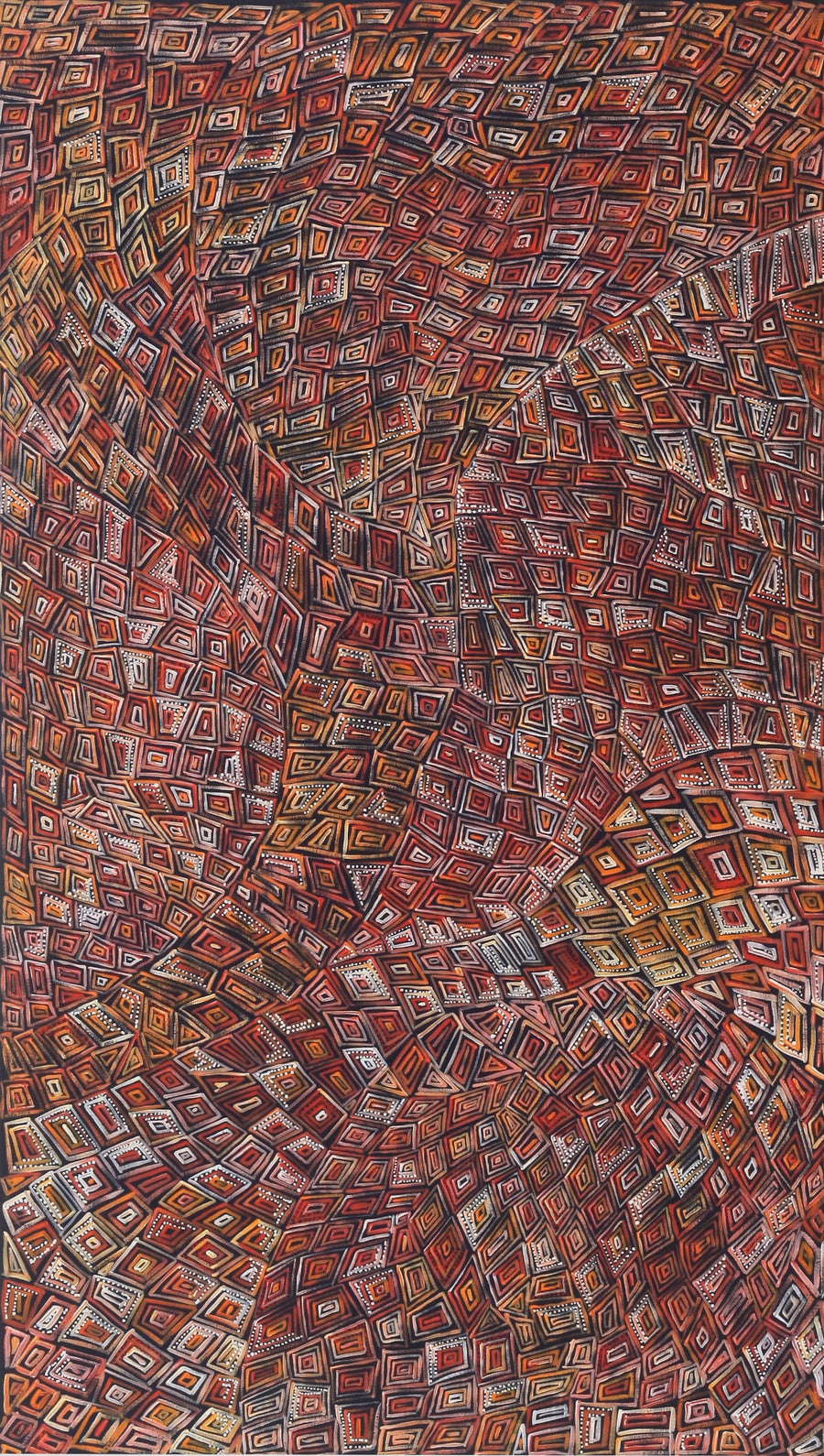 Aboriginal Artwork by Nathania Nangala Granites, Ngapa Jukurrpa (Water Dreaming) - Puyurru, 107x61cm