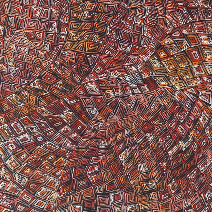 Aboriginal Artwork by Nathania Nangala Granites, Ngapa Jukurrpa (Water Dreaming) - Puyurru, 107x61cm