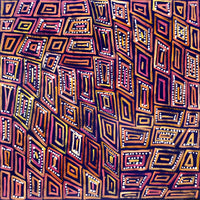 Aboriginal Artwork by Nathania Nangala Granites, Warlukurlangu Jukurrpa (Fire country Dreaming), 30x30cm