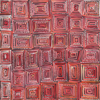 Aboriginal Artwork by Nathania Nangala Granites, Ngapa Jukurrpa (Water Dreaming) - Puyurru, 30x30cm