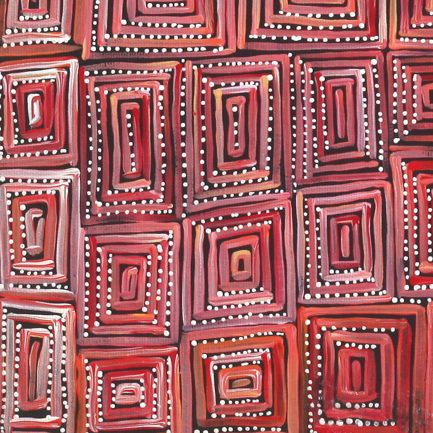 Aboriginal Artwork by Nathania Nangala Granites, Ngapa Jukurrpa (Water Dreaming) - Puyurru, 30x30cm