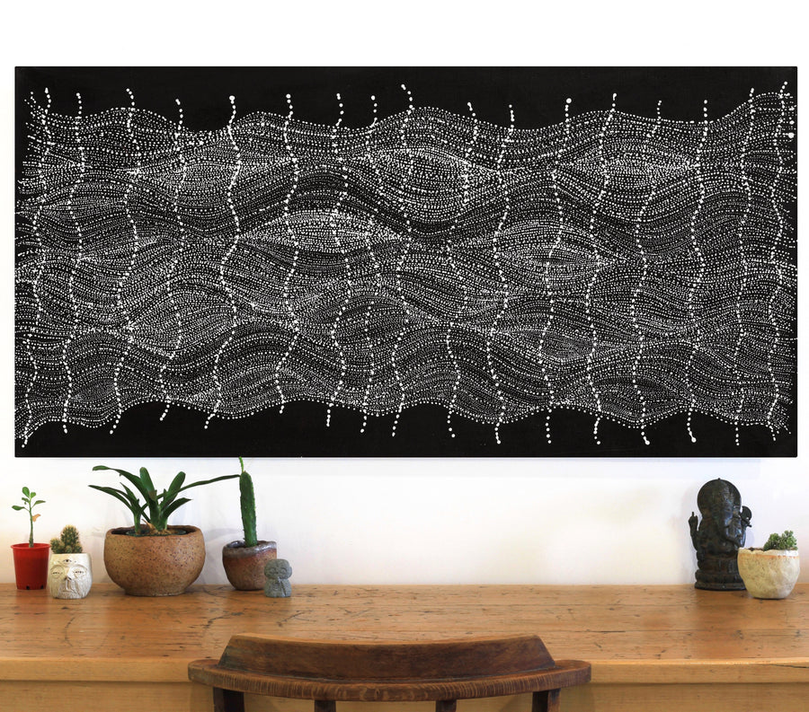 Aboriginal Artwork by Natasha Nakamarra Oldfield, Warna Jukurrpa (Snake Dreaming), 122x61cm