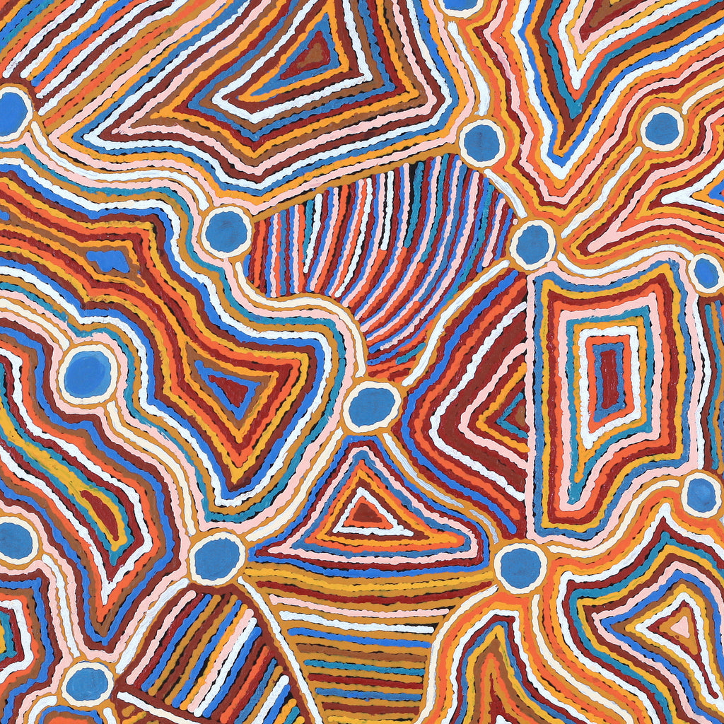 Aboriginal Artwork by Nellie Roberts Tjawina, Irrunytju minyma, 91x91cm