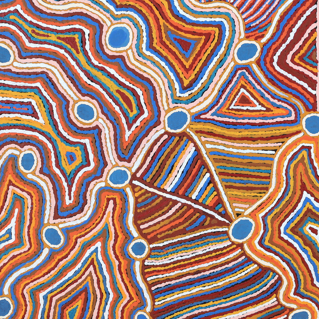 Aboriginal Artwork by Nellie Roberts Tjawina, Irrunytju minyma, 91x91cm