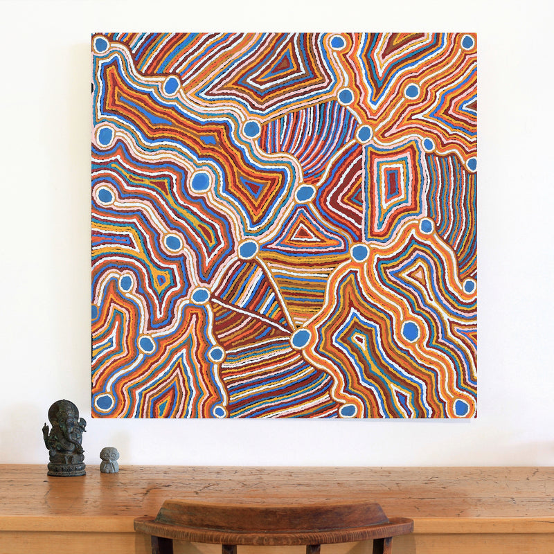 Aboriginal Artwork by Nellie Roberts Tjawina, Irrunytju minyma, 91x91cm
