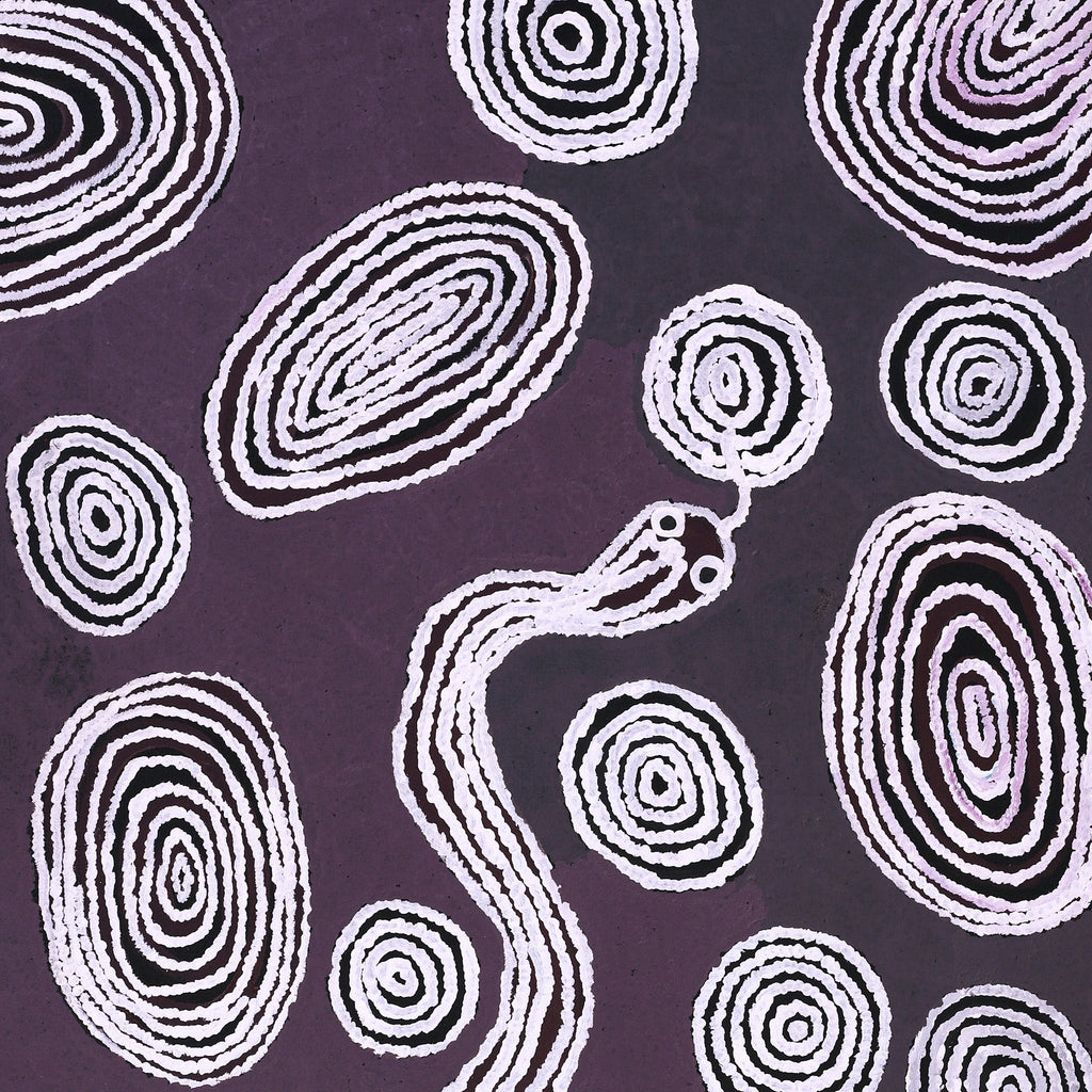 Aboriginal Art by Nellie Roberts Tjawina, Kuniya and Liru, 122x61cm - ART ARK®