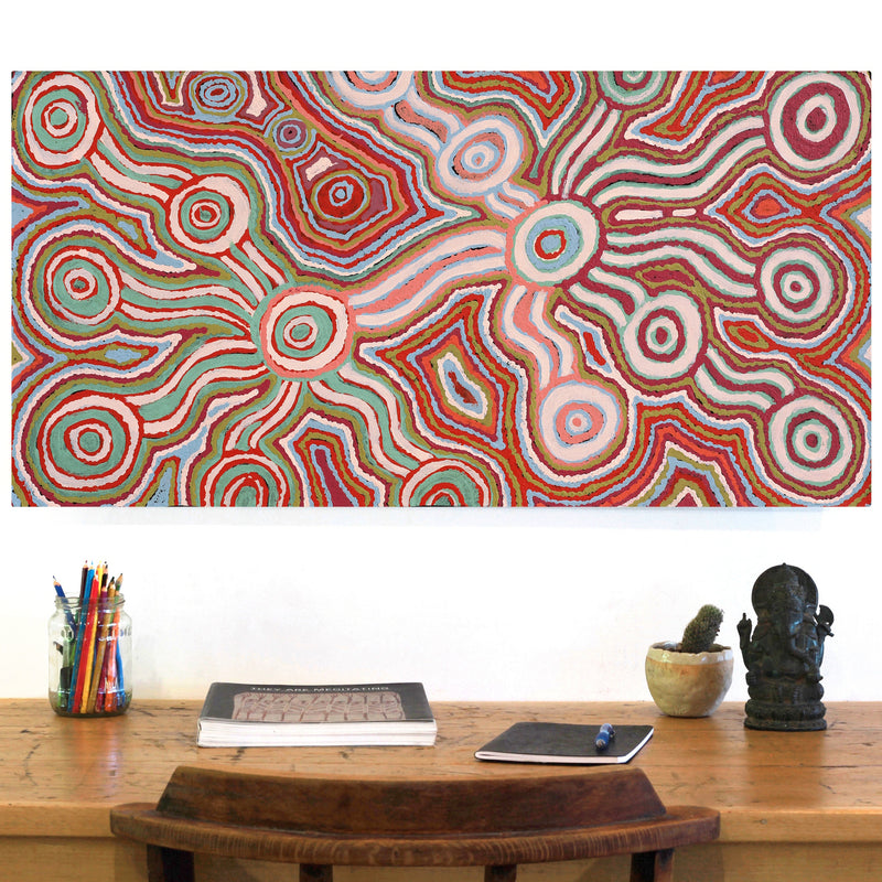 Aboriginal Artwork by Nellie Roberts Tjawina, Irlupa, 91x46cm