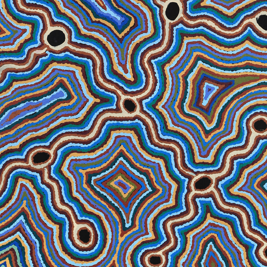 Aboriginal Artwork by Nellie Roberts Tjawina, Irrunytju minyma, 91x91cm